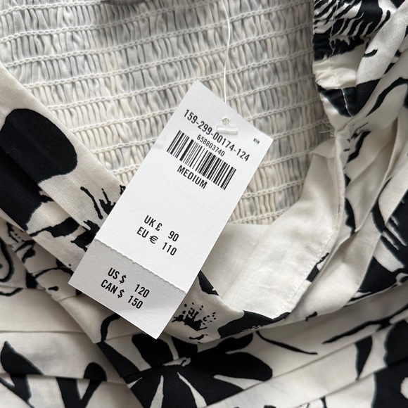 NWT Abercrombie & Fitch Emerson Poplin Black and White Floral Dress - Picture 2 of 3